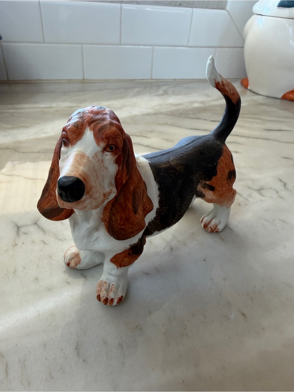 Tricolor Basset Hound Dog Figurine - Dog decor for home or office
